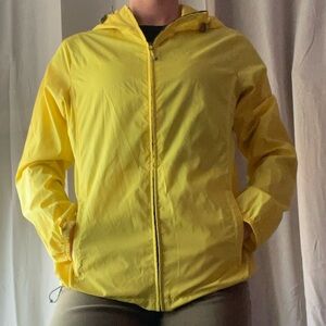 Lands' End Vintage Light Yellow Hooded Rain Jacket